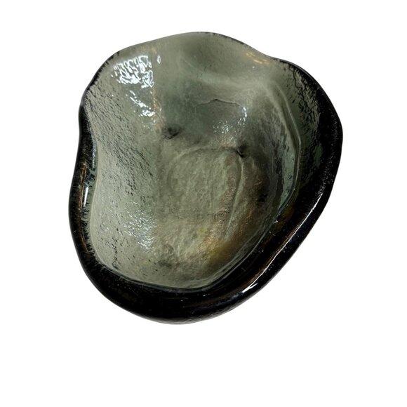 Glass Bowl Diameter Smoky Green/Charcoal Design Unique Artisan - Picture 3 of 8